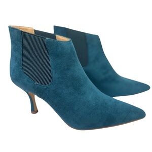 Journee Elitta Bootie | Suede Pointed-Toe Ankle Boots in Teal | NEW Size 8.5